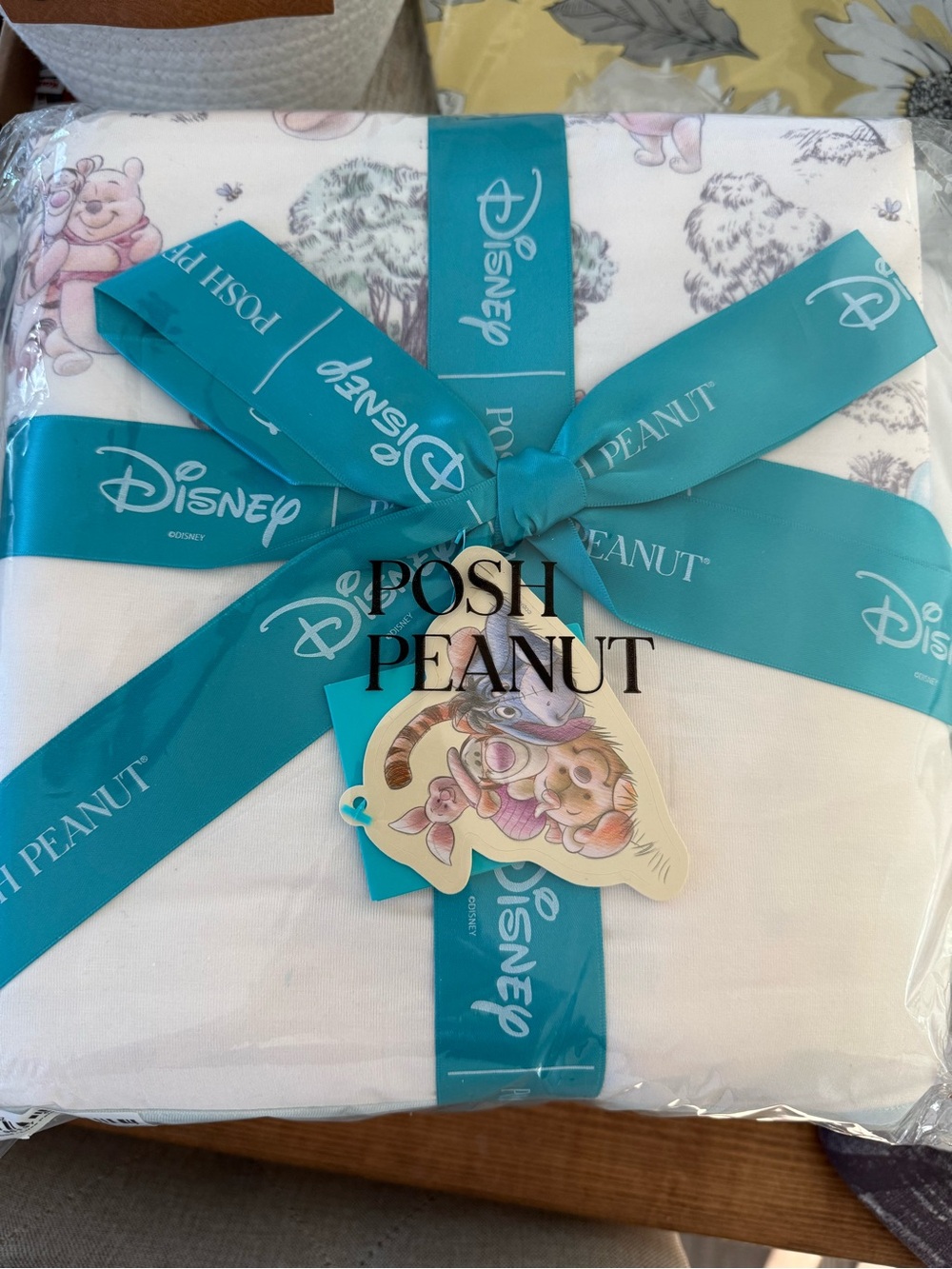 Posh Peanut White Baby Blanket with Pastel Winnie the Pooh Print